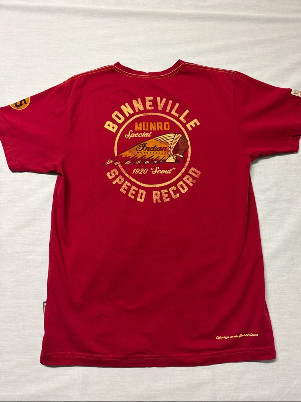 Indian Motorcycle Bonneville Speed Record Red Short Sleeve Tee Medium